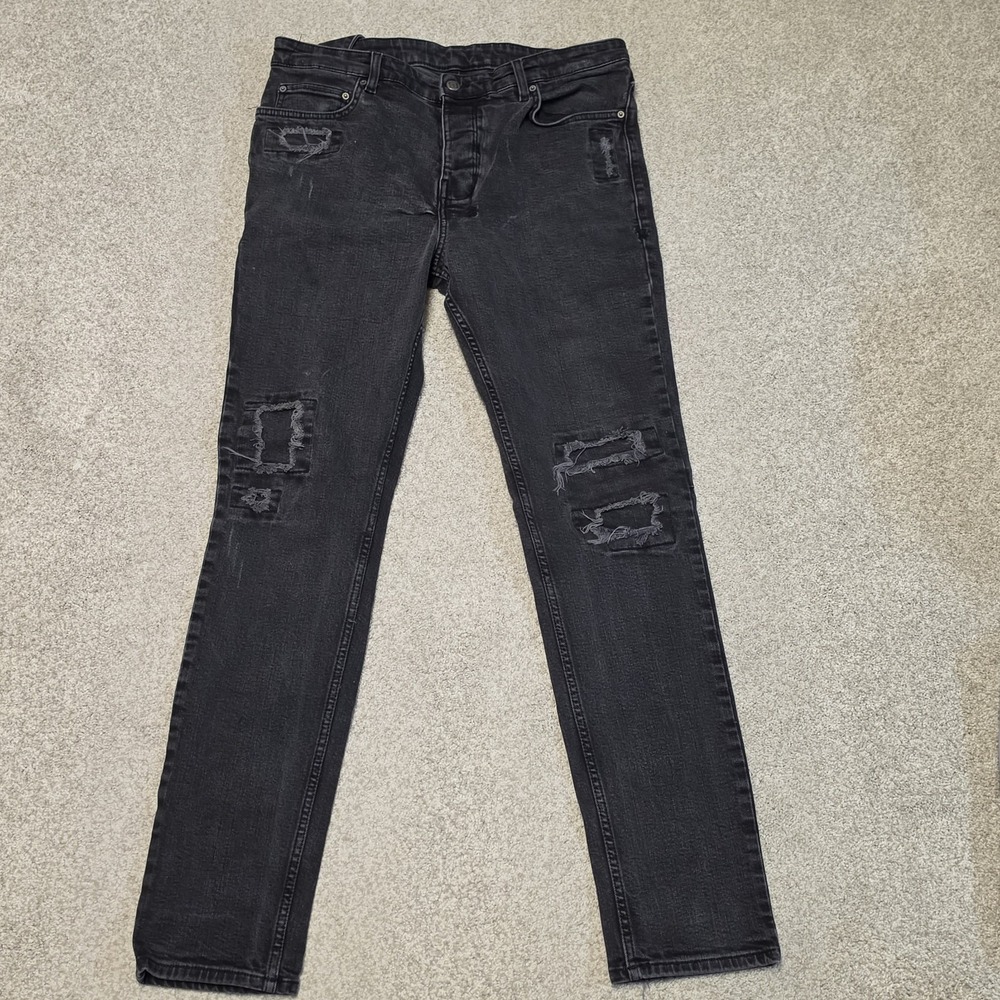 Ksubi Jeans Mens 36 Black Chitch Boneyard Distressed Ripped Slim Tapered 34x31